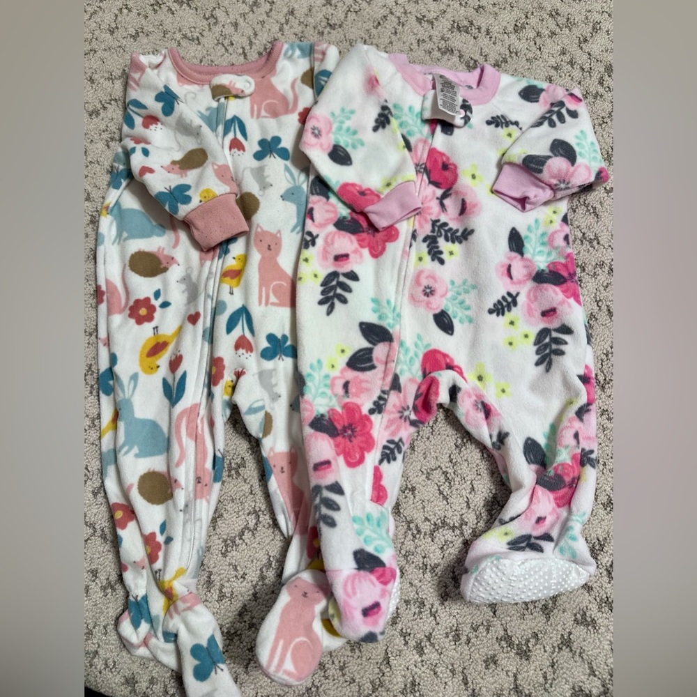 Two Girls Warm Fleece 6 Month Pajamas